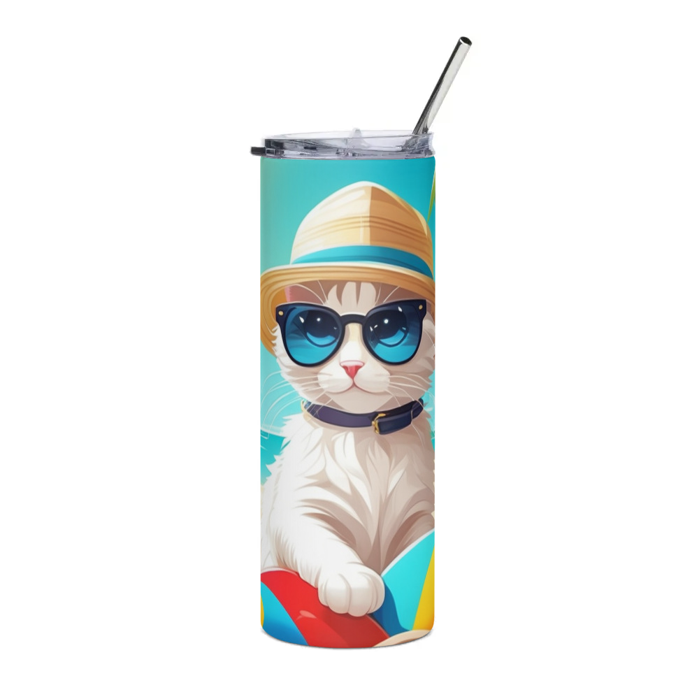 PugMug Custom White Companion Cat Stainless Steel Tumbler