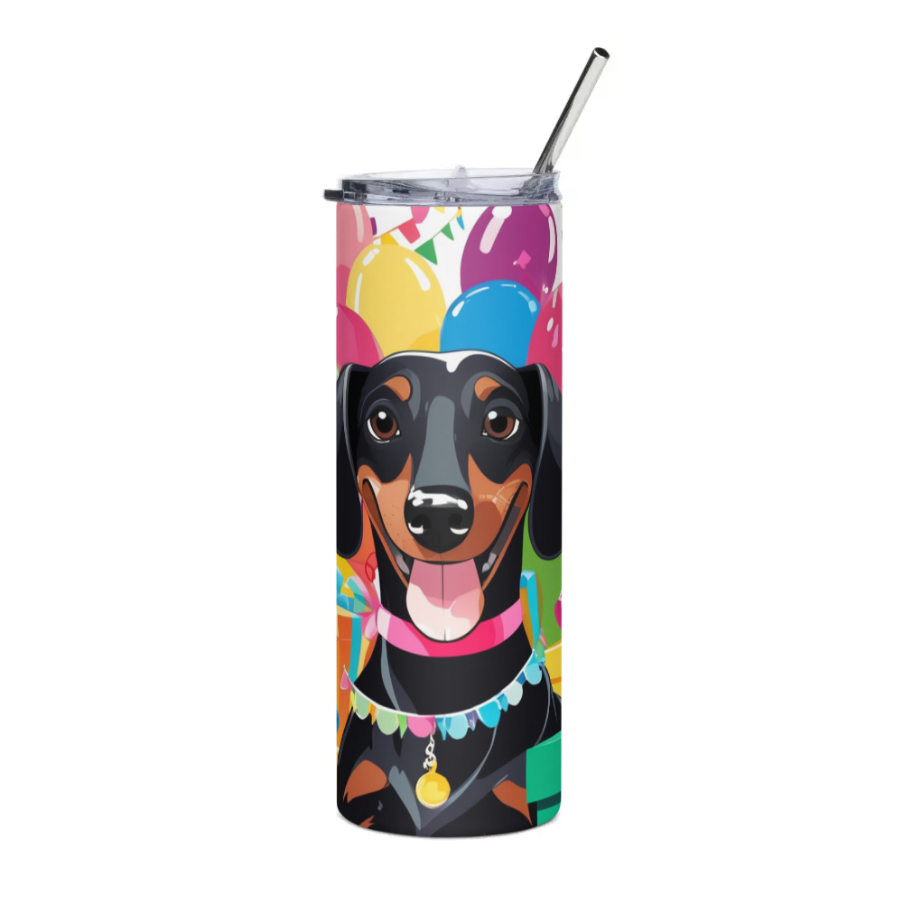 PugMug Custom Black Dachshund Stainless Steel Tumbler
