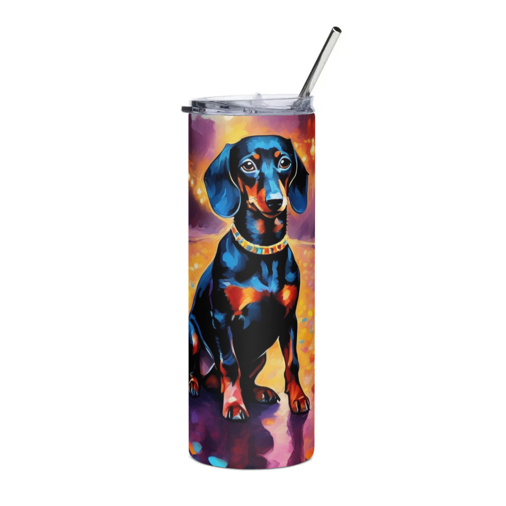 PugMug Custom Black Dachshund Stainless Steel Tumbler