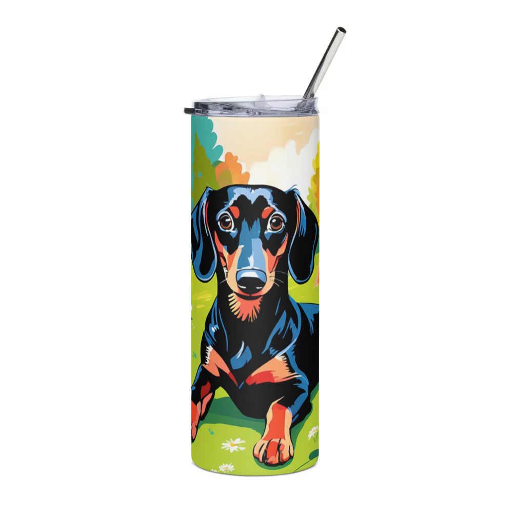 PugMug Custom Black Dachshund Stainless Steel Tumbler