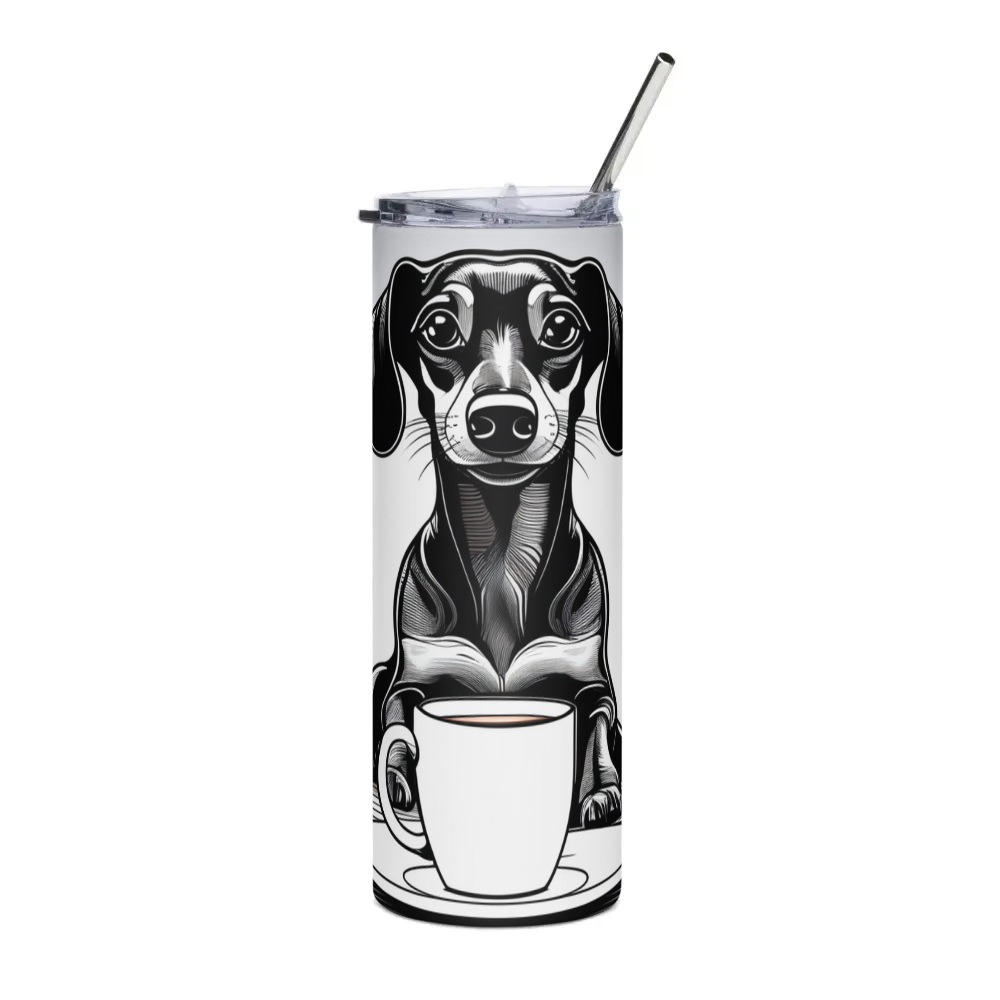 PugMug Custom Black Dachshund Stainless Steel Tumbler