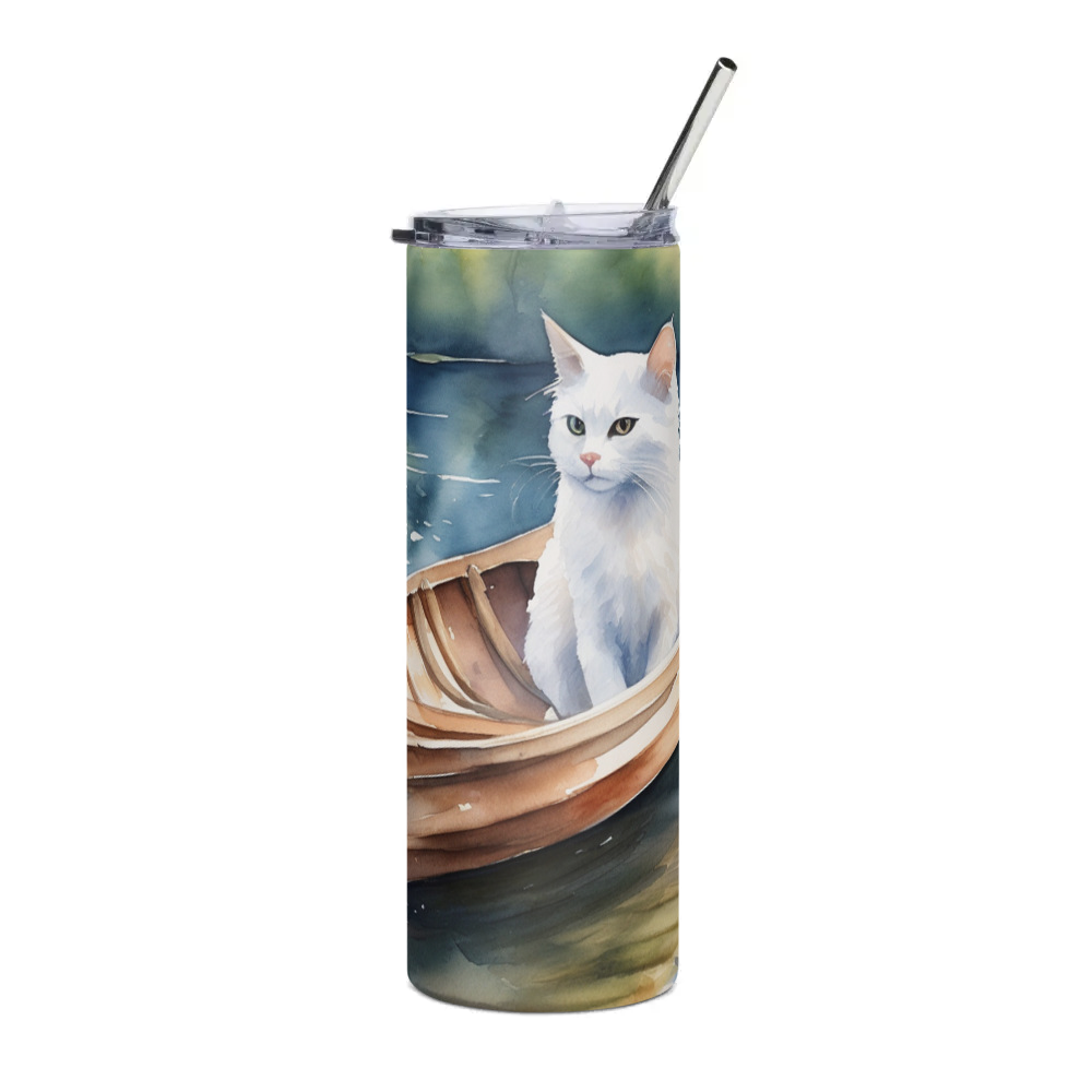 PugMug Custom White Companion Cat Stainless Steel Tumbler