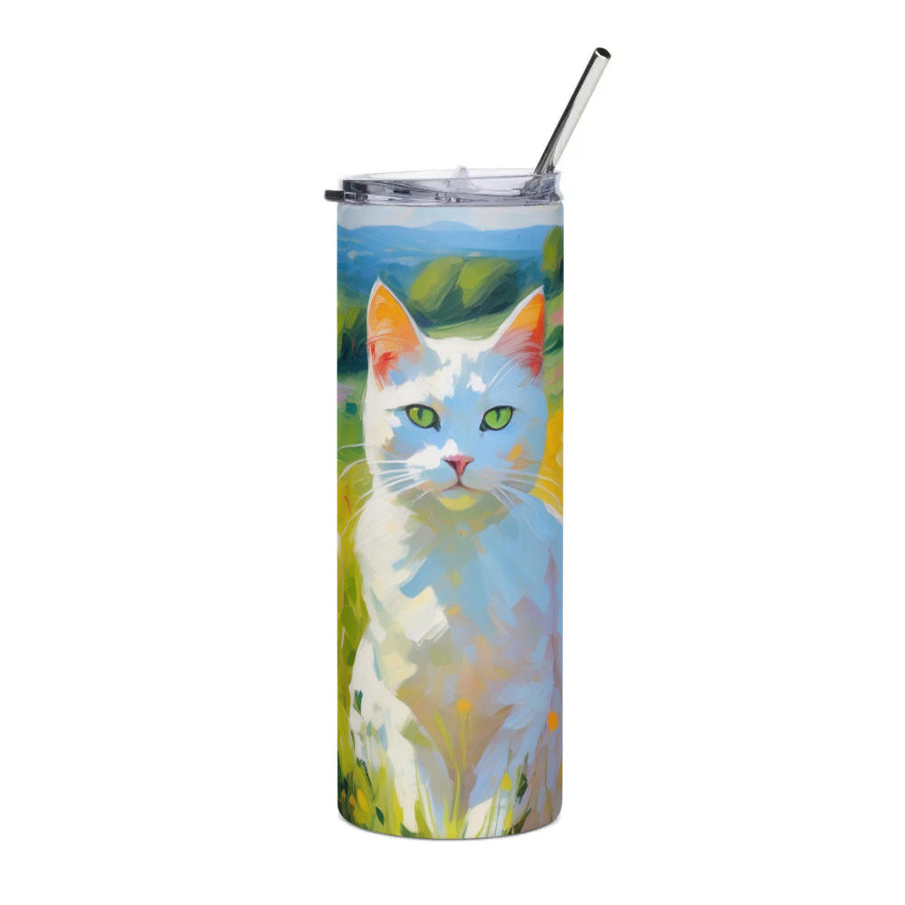 PugMug Custom White Companion Cat Stainless Steel Tumbler