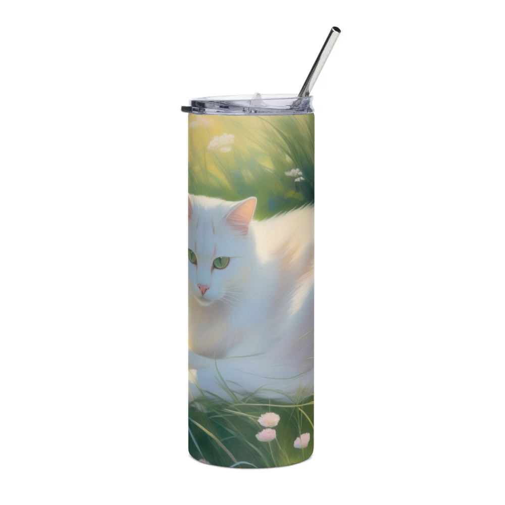 PugMug Custom White Companion Cat Stainless Steel Tumbler