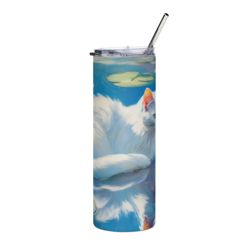 PugMug Custom White Companion Cat Stainless Steel Tumbler