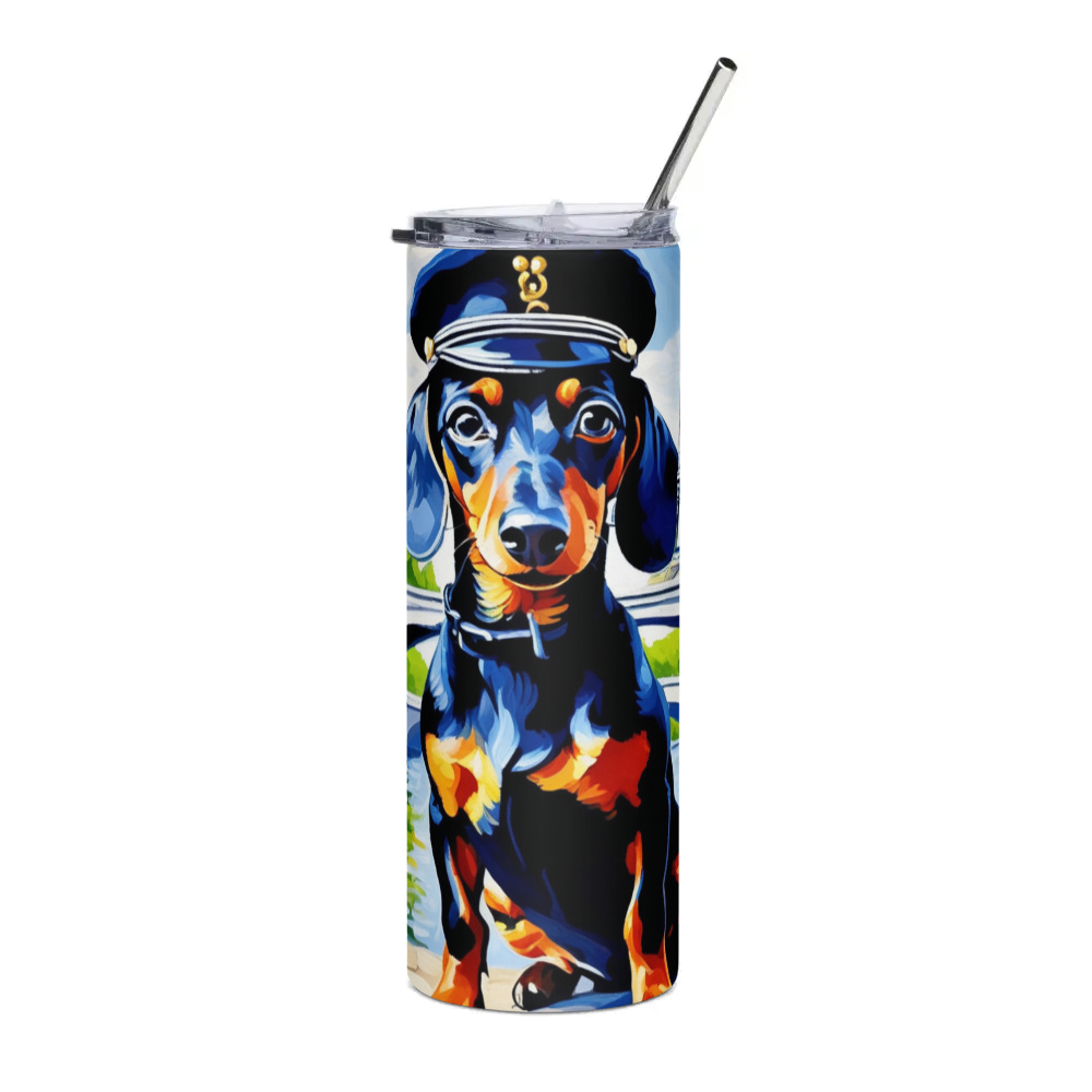 PugMug Custom Black Dachshund Stainless Steel Tumbler