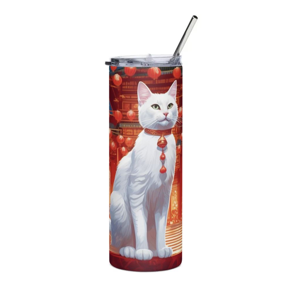 PugMug Custom White Companion Cat Stainless Steel Tumbler