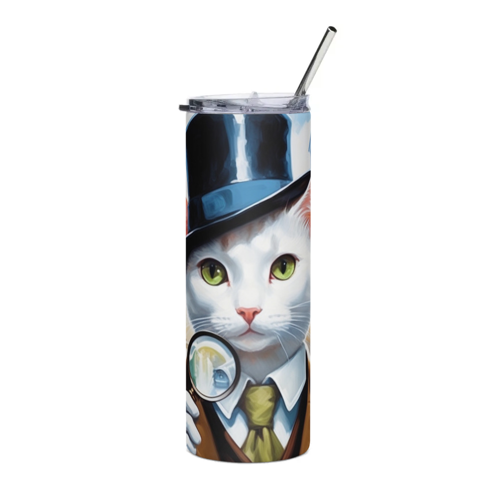 PugMug Custom White Companion Cat Stainless Steel Tumbler