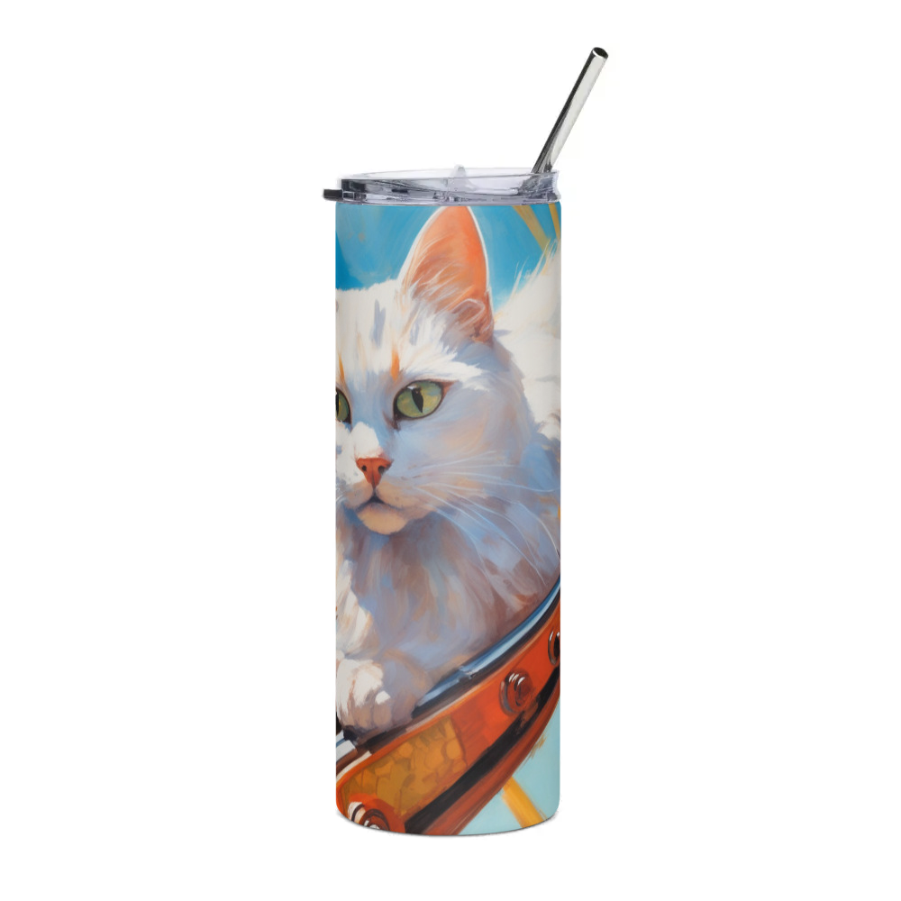 PugMug Custom White Companion Cat Stainless Steel Tumbler