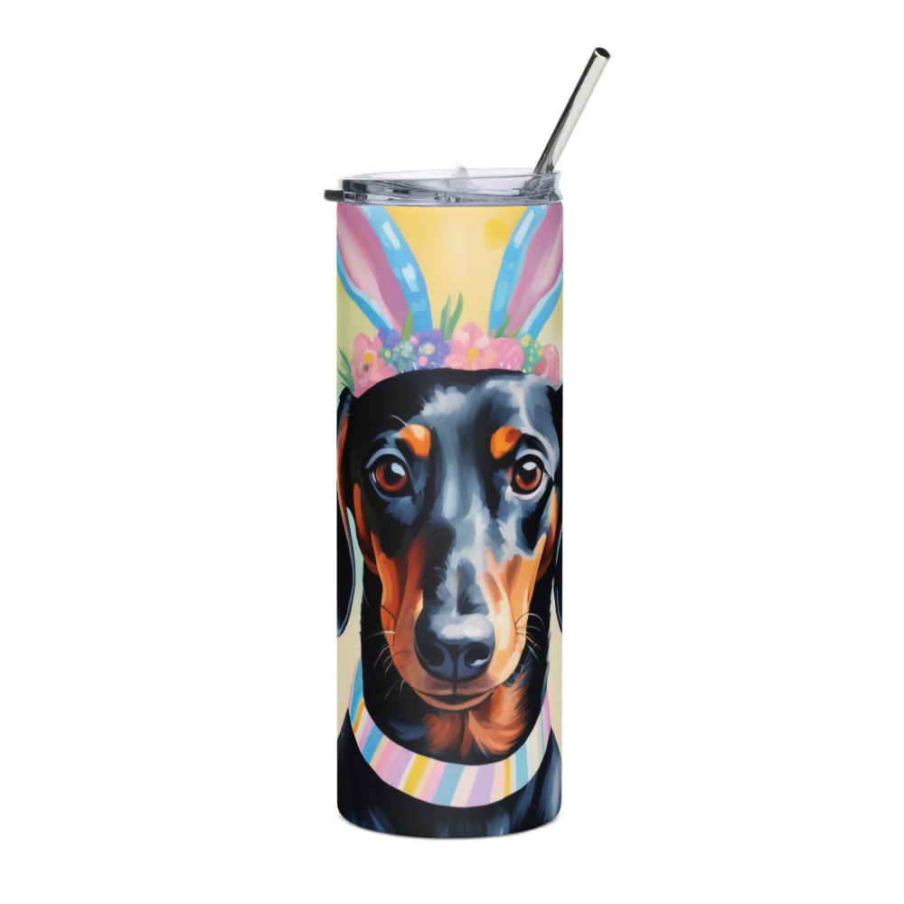 PugMug Custom Black Dachshund Stainless Steel Tumbler