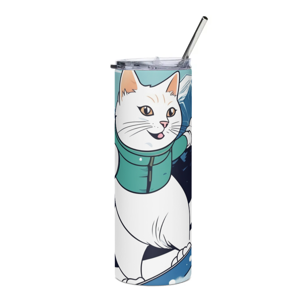 PugMug Custom White Companion Cat Stainless Steel Tumbler