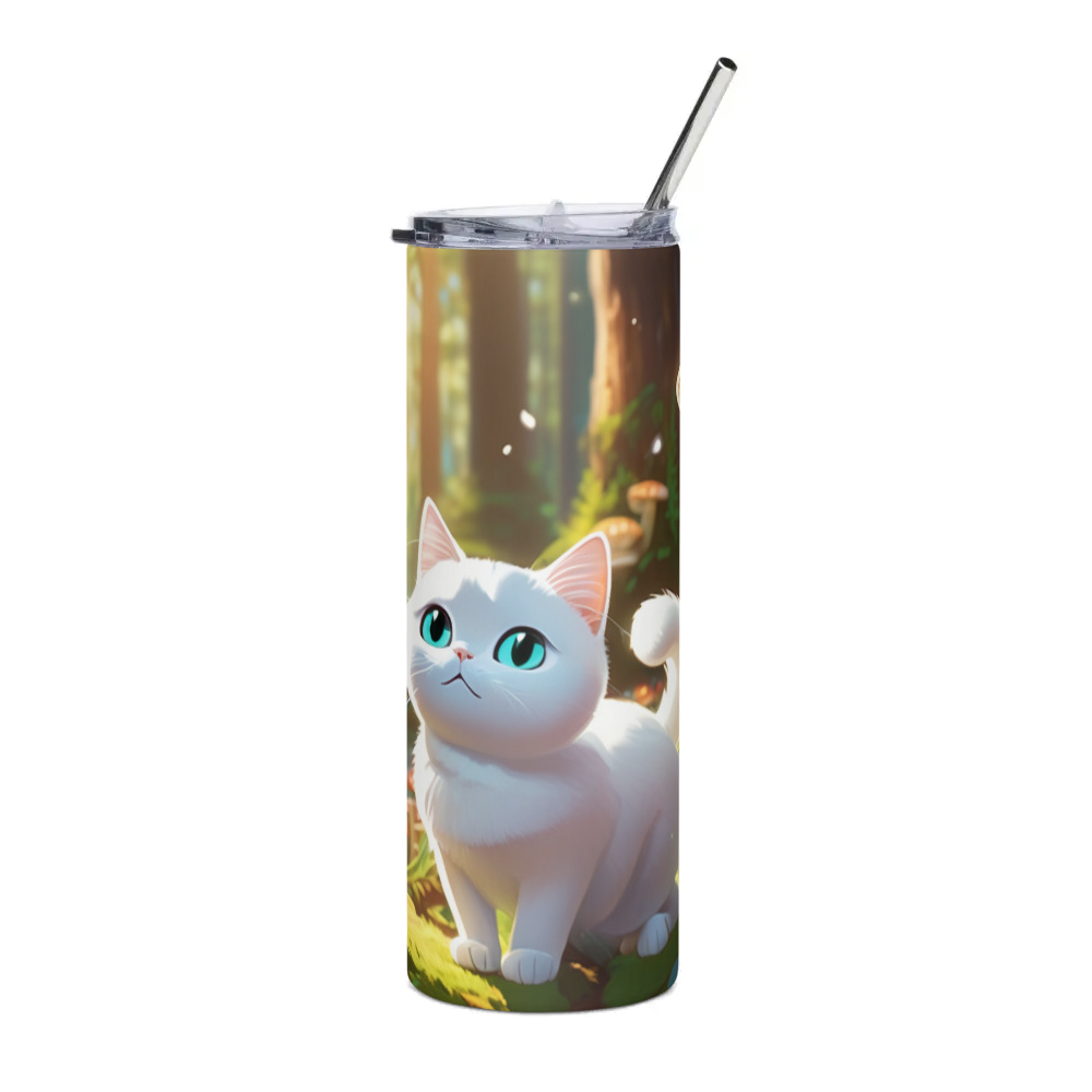 PugMug Custom White Companion Cat Stainless Steel Tumbler