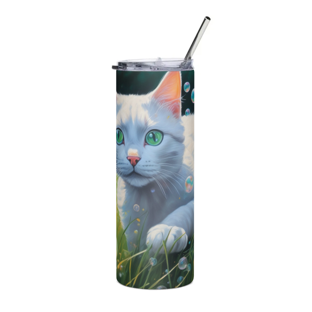 PugMug Custom White Companion Cat Stainless Steel Tumbler