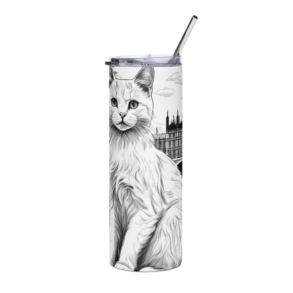 PugMug Custom White Companion Cat Stainless Steel Tumbler