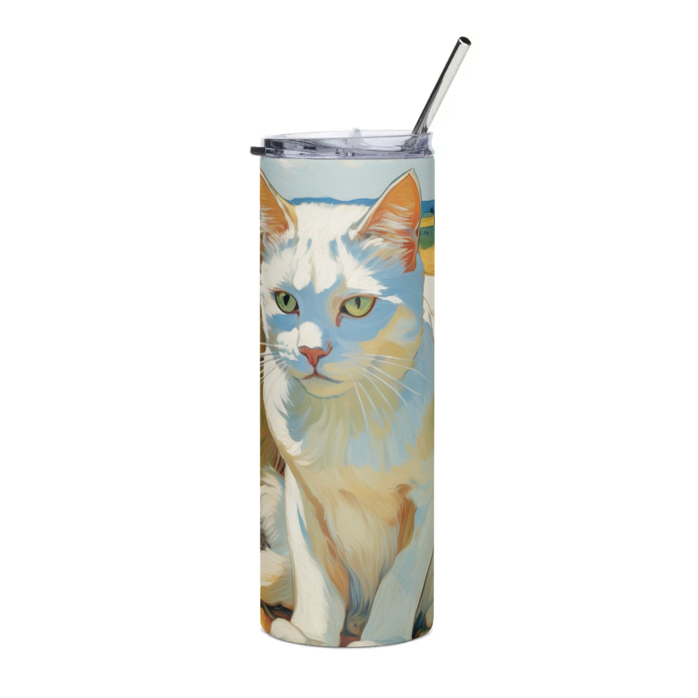 PugMug Custom White Companion Cat Stainless Steel Tumbler