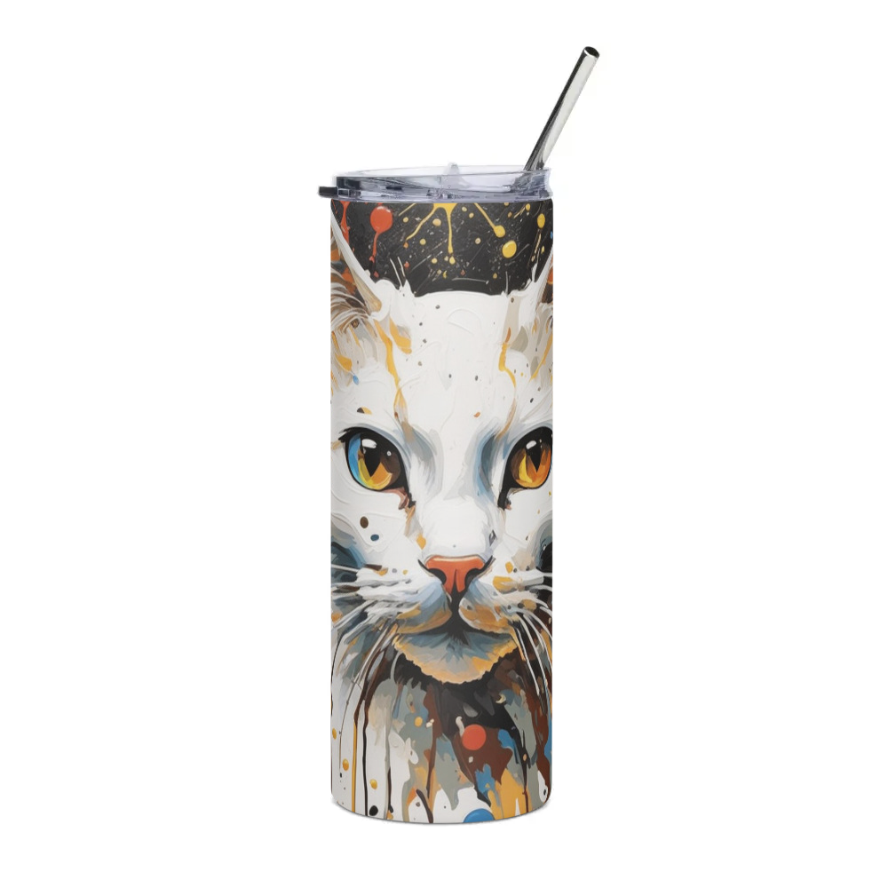 PugMug Custom White Companion Cat Stainless Steel Tumbler