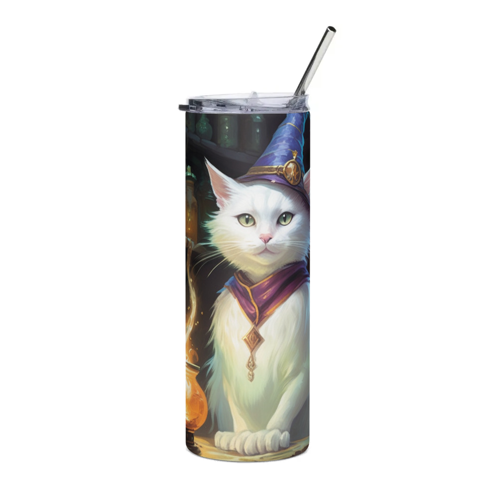 PugMug Custom White Companion Cat Stainless Steel Tumbler