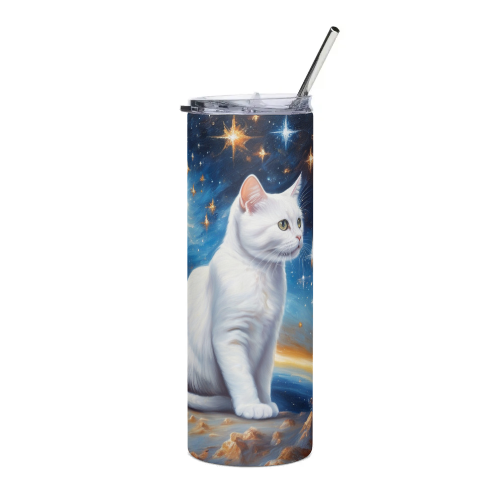 PugMug Custom White Companion Cat Stainless Steel Tumbler