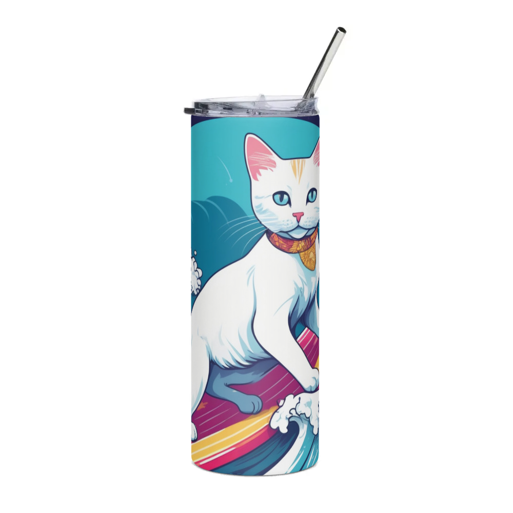 PugMug Custom White Companion Cat Stainless Steel Tumbler
