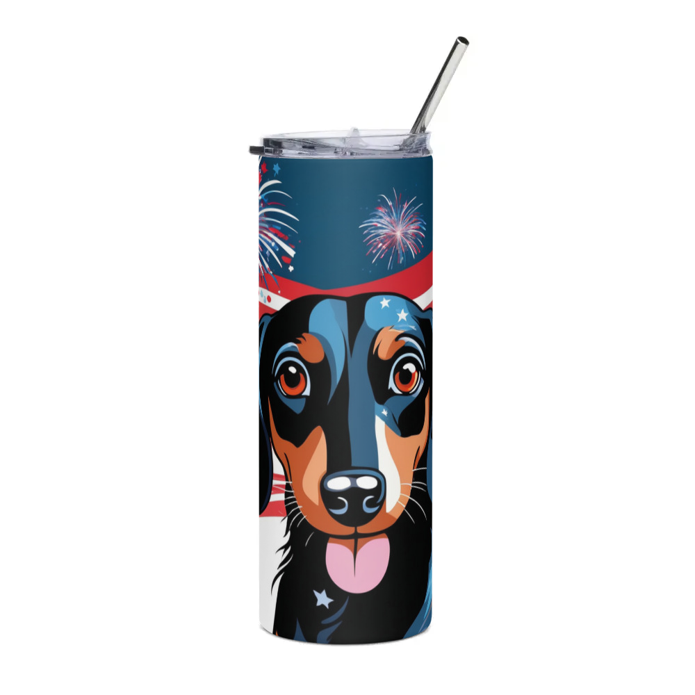 PugMug Custom Black Dachshund Stainless Steel Tumbler