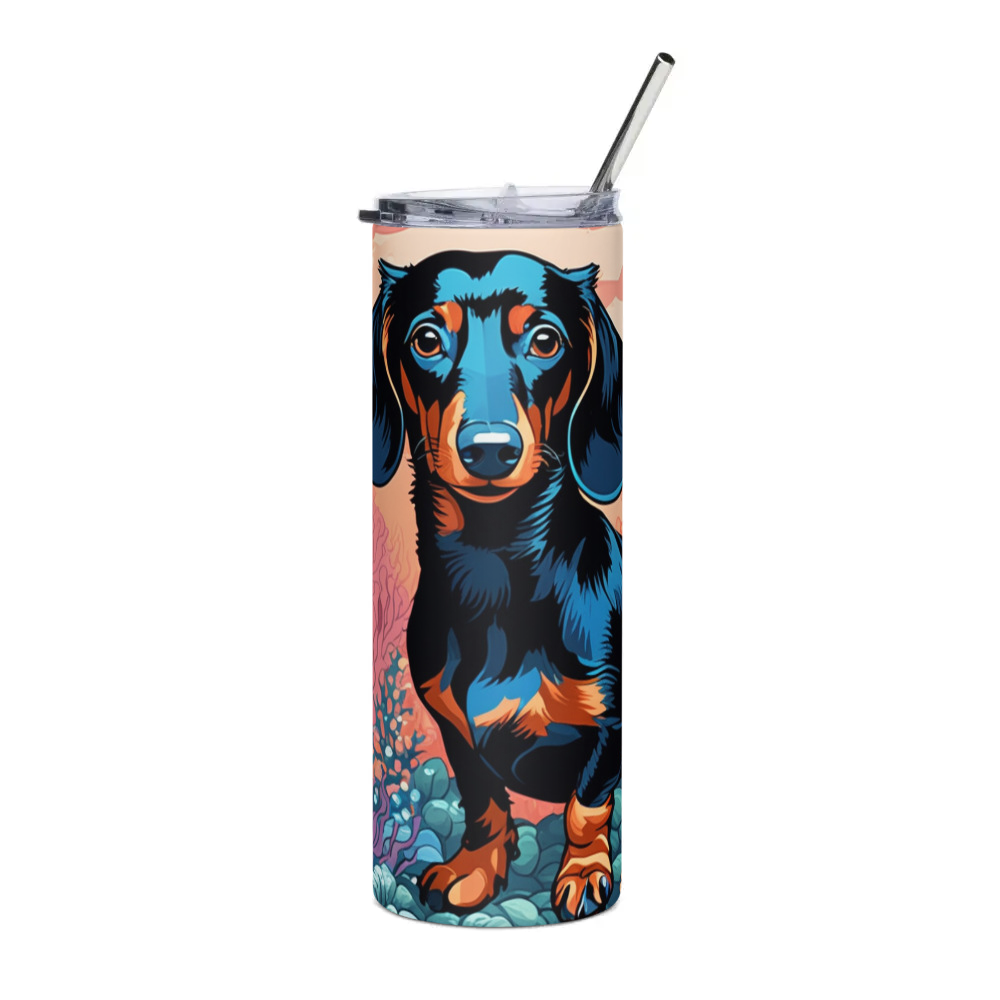PugMug Custom Black Dachshund Stainless Steel Tumbler
