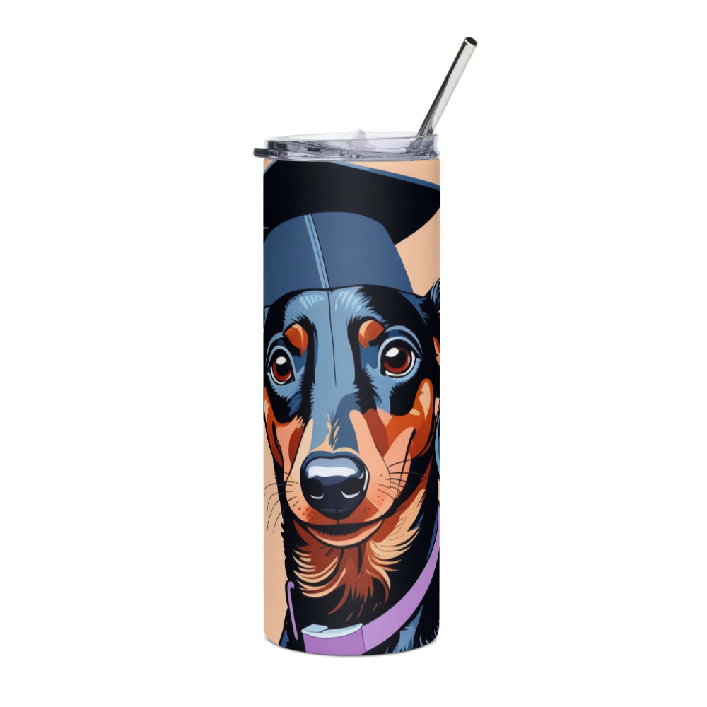 PugMug Custom Black Dachshund Stainless Steel Tumbler