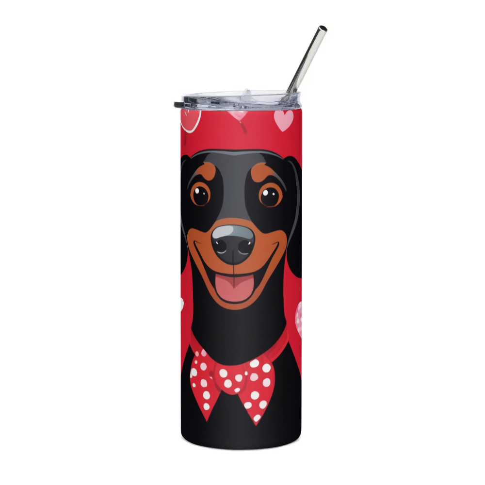 PugMug Custom Black Dachshund Stainless Steel Tumbler