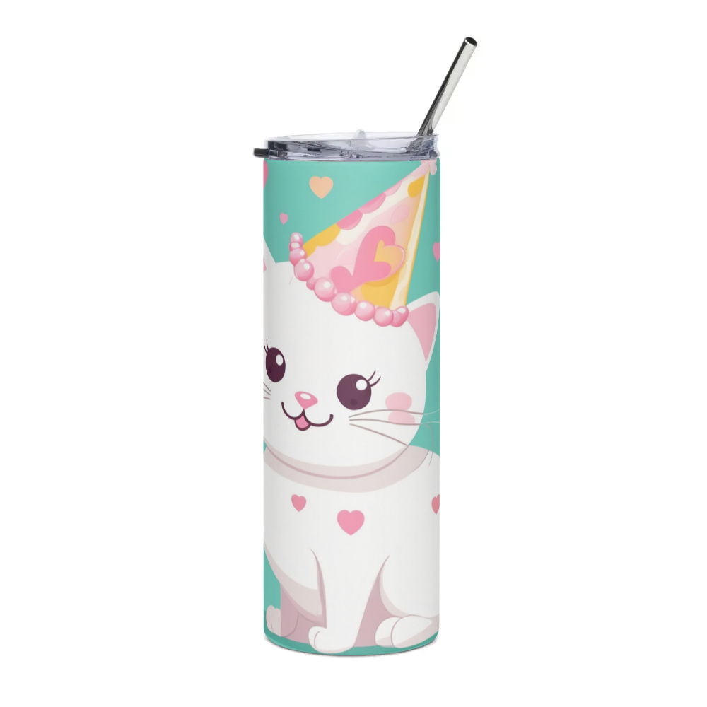 PugMug Custom White Companion Cat Stainless Steel Tumbler