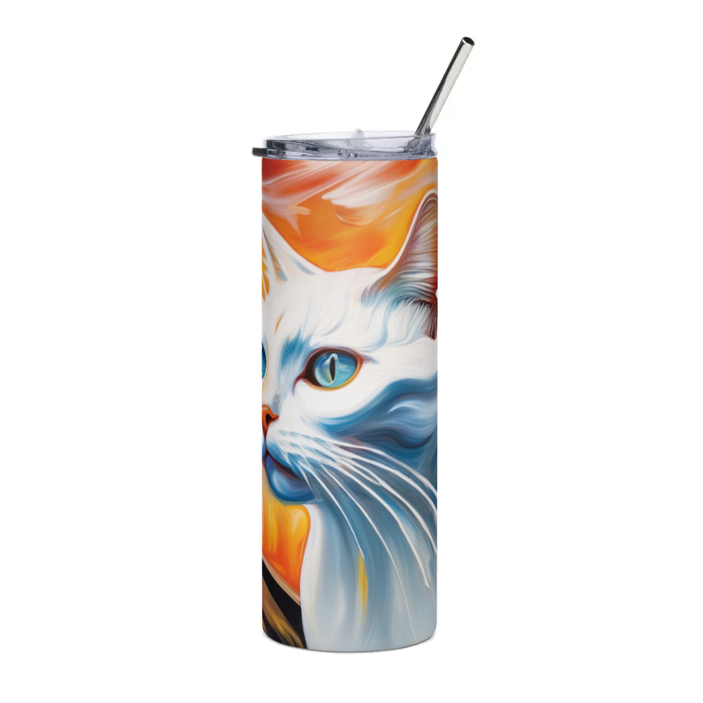 PugMug Custom White Companion Cat Stainless Steel Tumbler
