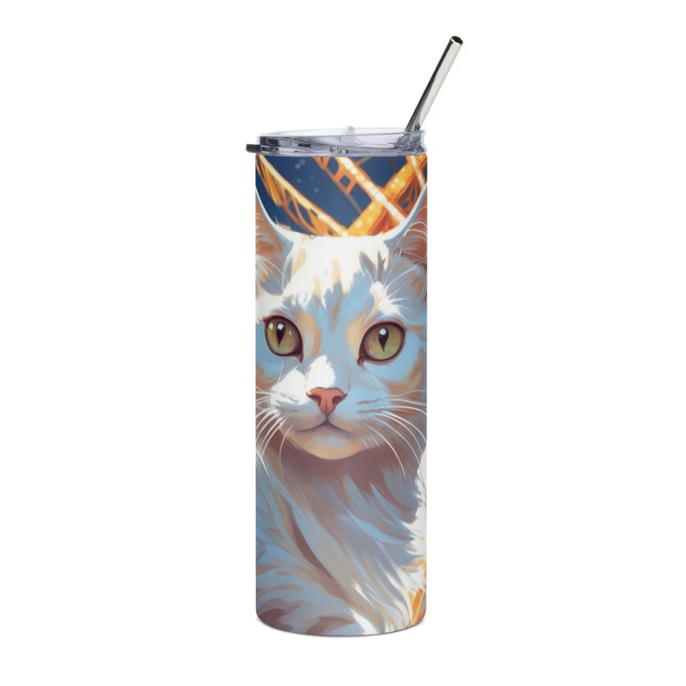 PugMug Custom White Companion Cat Stainless Steel Tumbler