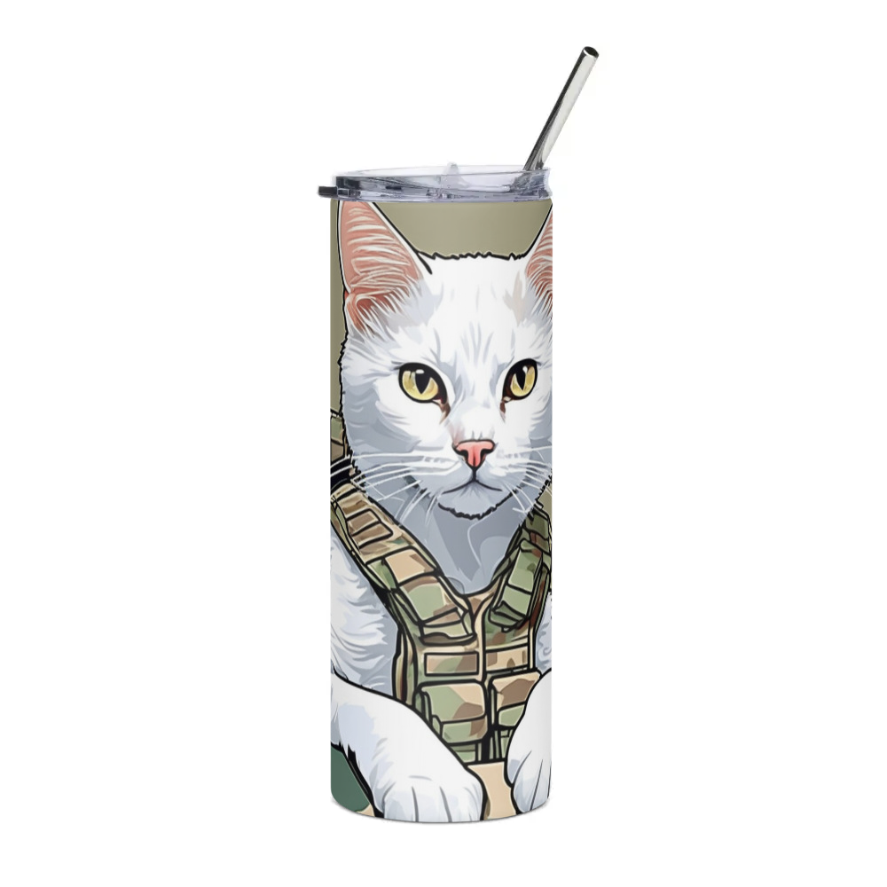 PugMug Custom White Companion Cat Stainless Steel Tumbler