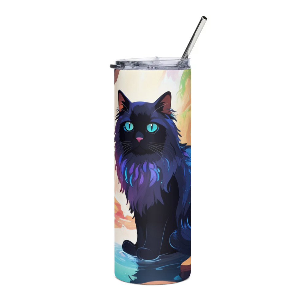 PugMug Custom Black Ragdoll Cat Stainless Steel Tumbler
