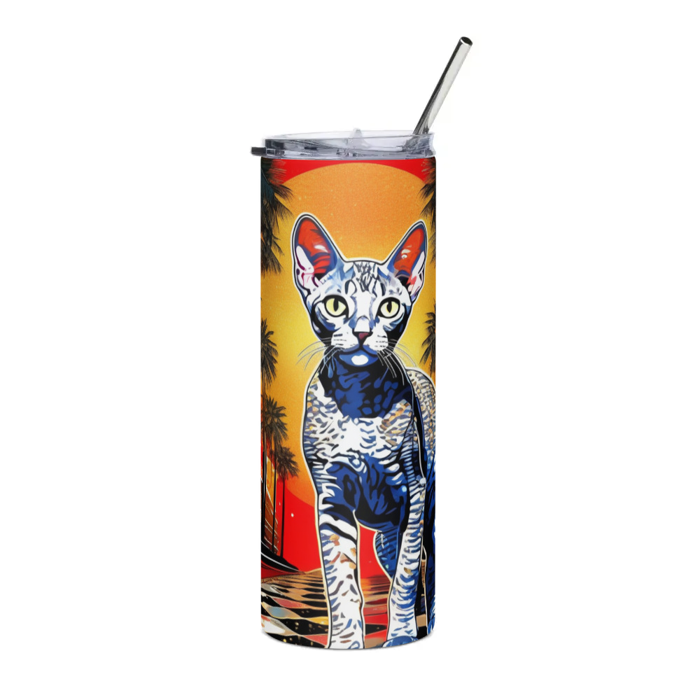 PugMug Custom Tabby Devon Rex Cat Stainless Steel Tumbler