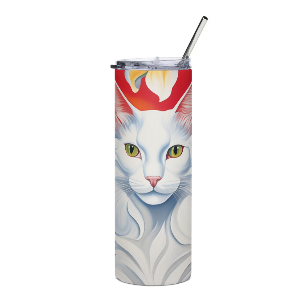 PugMug Custom White Companion Cat Stainless Steel Tumbler