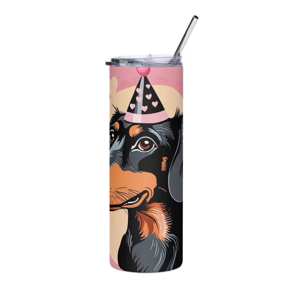PugMug Custom Black Dachshund Stainless Steel Tumbler
