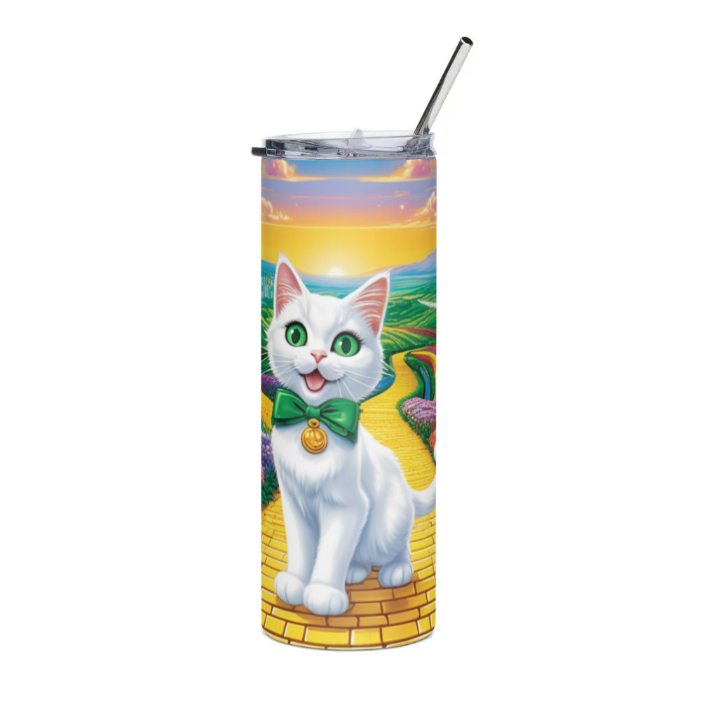 PugMug Custom White Companion Cat Stainless Steel Tumbler