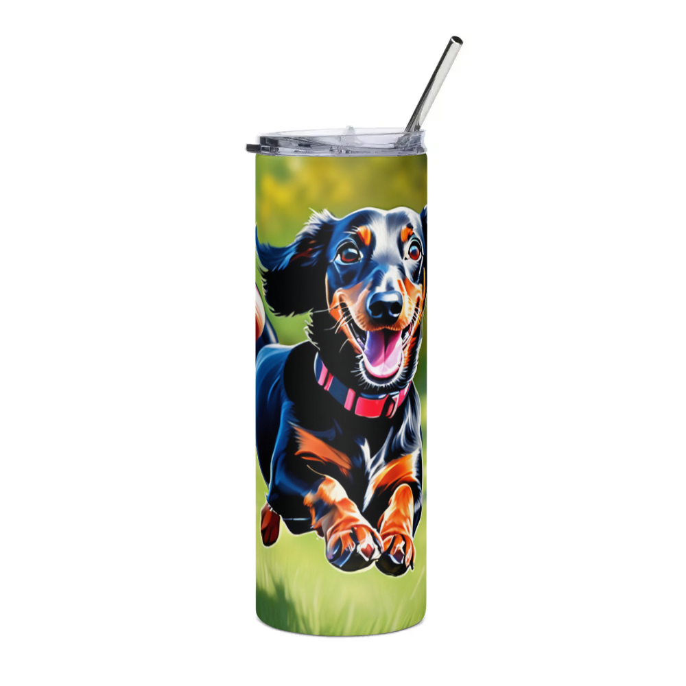 PugMug Custom Black Dachshund Stainless Steel Tumbler