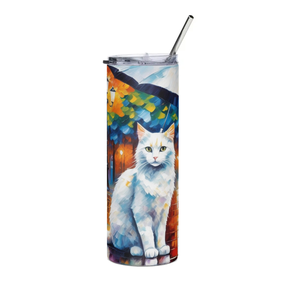 PugMug Custom White Companion Cat Stainless Steel Tumbler
