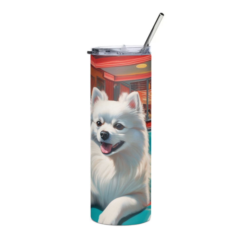 PugMug Custom White Pomeranian Stainless Steel Tumbler