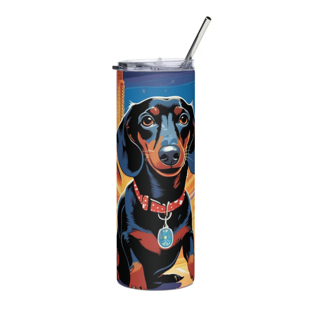 PugMug Custom Black Dachshund Stainless Steel Tumbler