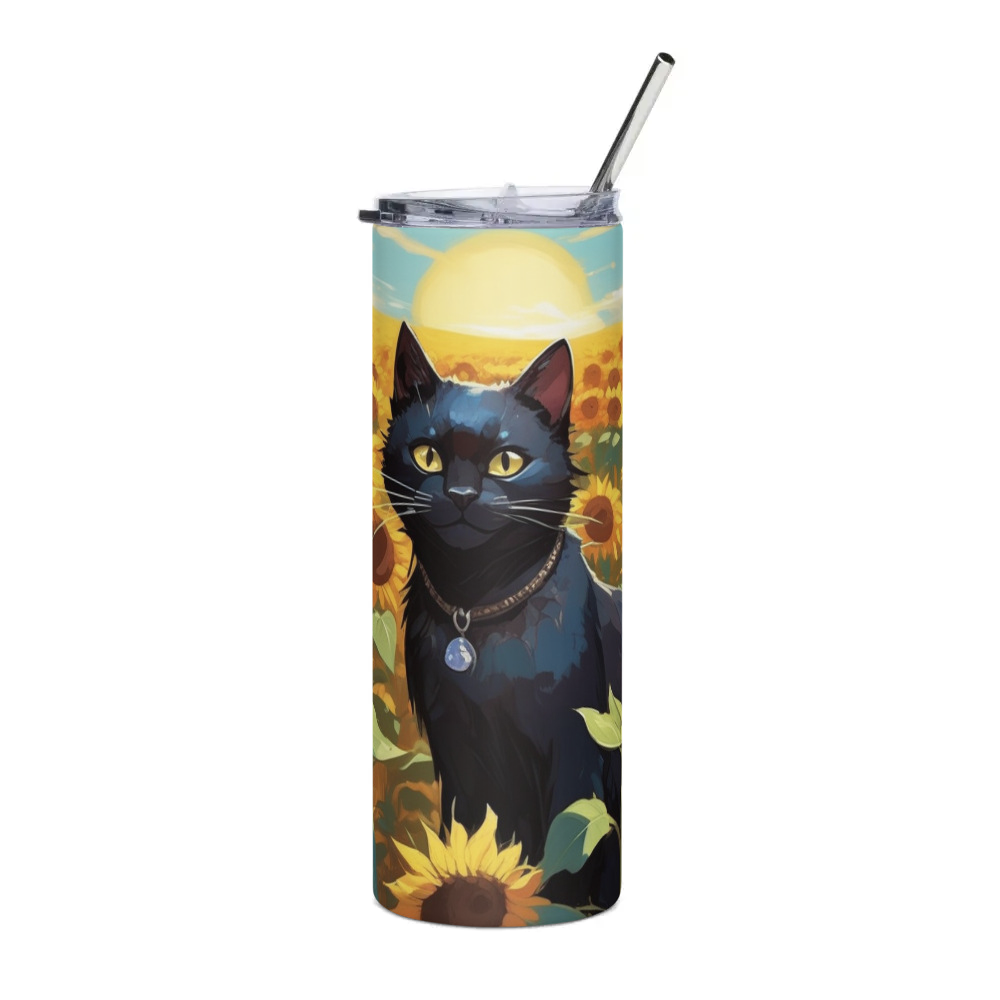 PugMug Custom Black Exotic Cat Stainless Steel Tumbler