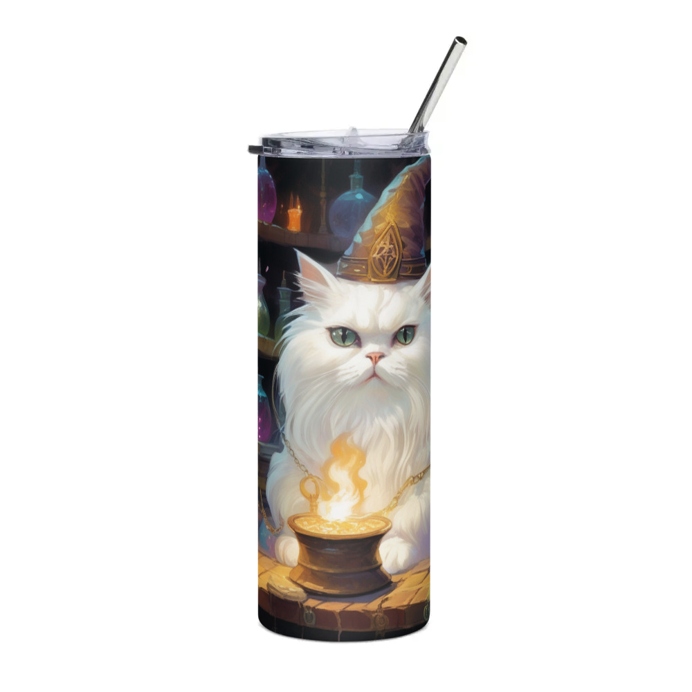 PugMug Custom White Persian Cat Stainless Steel Tumbler