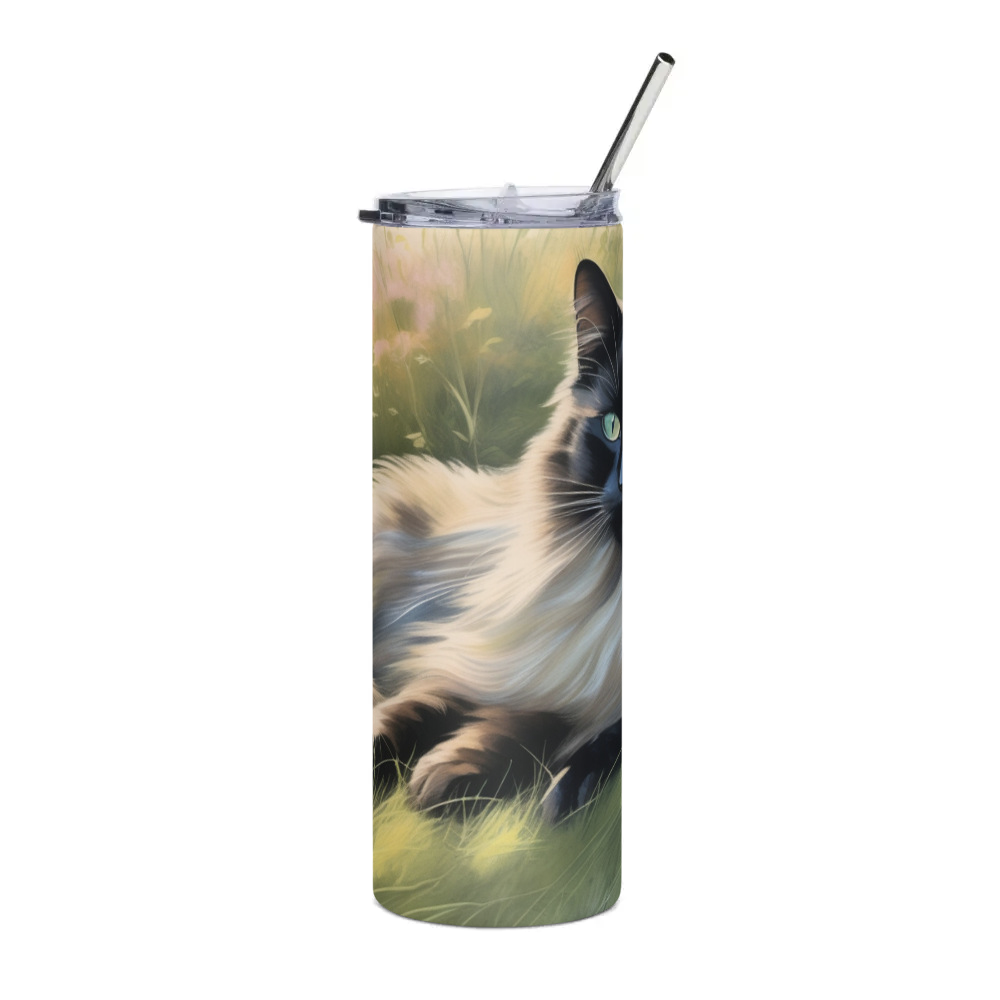 PugMug Custom Black Ragdoll Cat Stainless Steel Tumbler