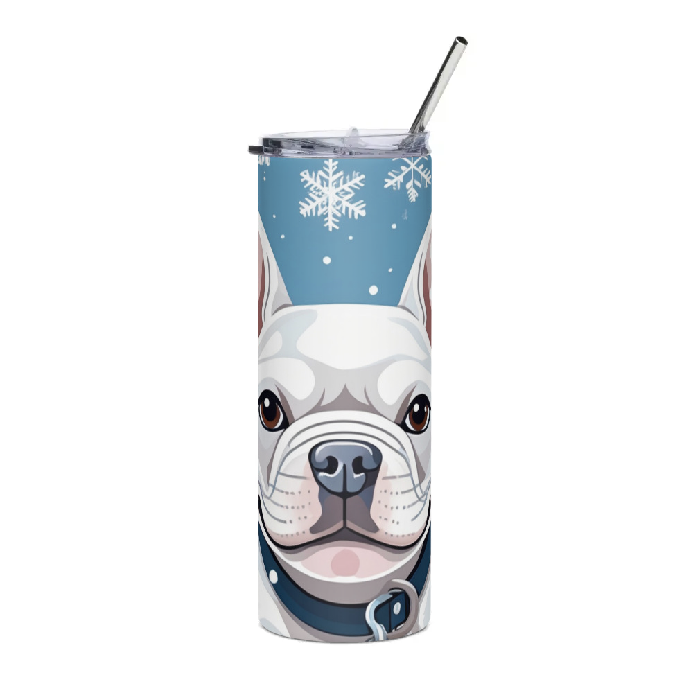PugMug Custom White French Bulldog Stainless Steel Tumbler