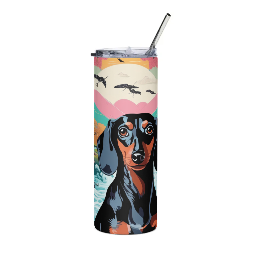 PugMug Custom Black Dachshund Stainless Steel Tumbler