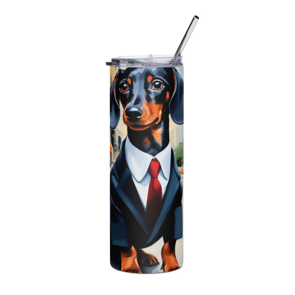 PugMug Custom Black Dachshund Stainless Steel Tumbler