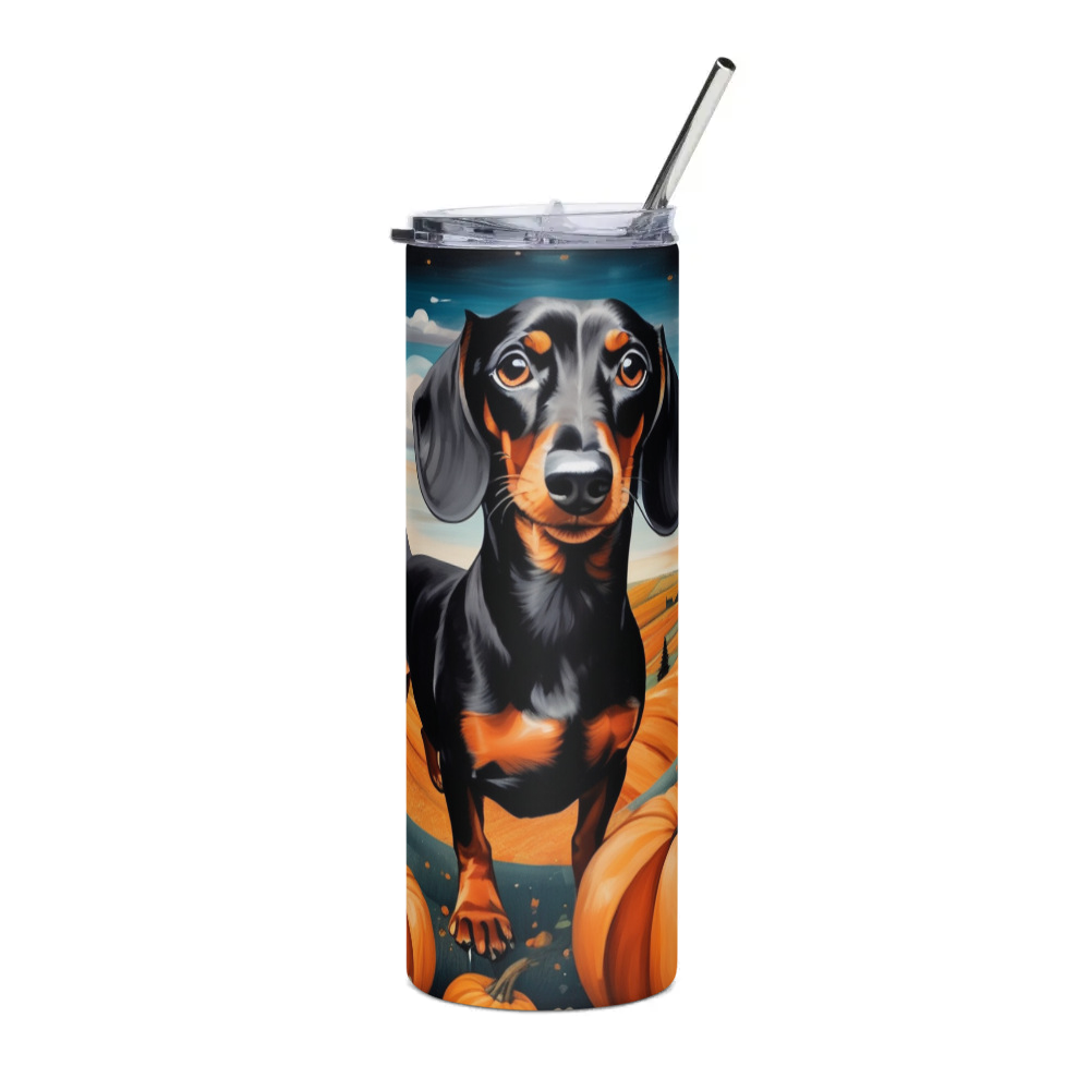 PugMug Custom Black Dachshund Stainless Steel Tumbler