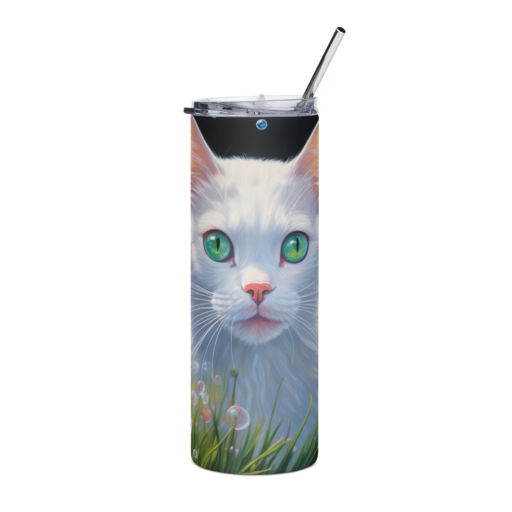 PugMug Custom White Companion Cat Stainless Steel Tumbler