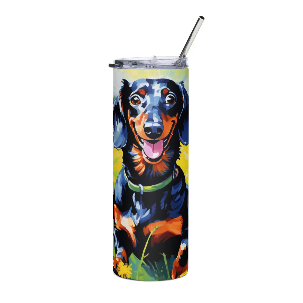 PugMug Custom Black Dachshund Stainless Steel Tumbler