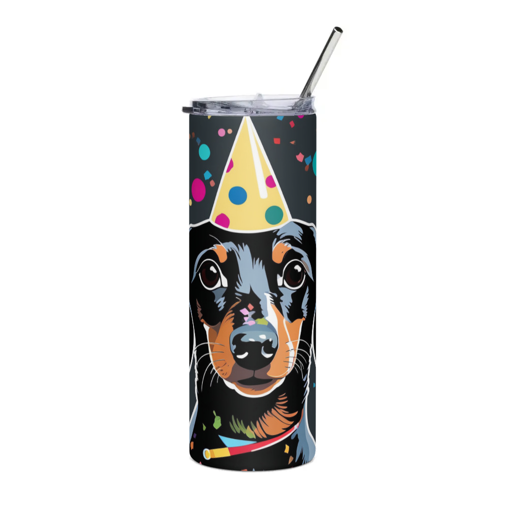 PugMug Custom Black Dachshund Stainless Steel Tumbler